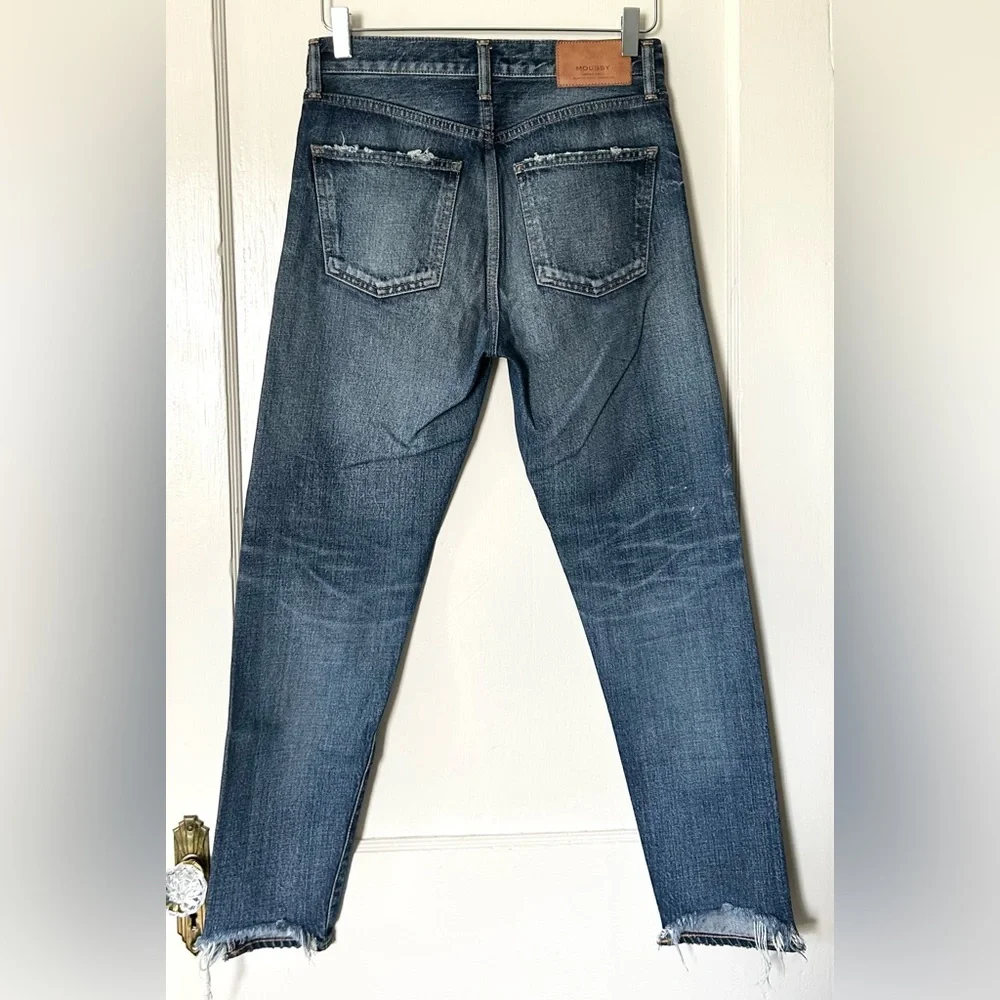 Moussy x Barneys High Rise Slim Straight Ankle Denim Medium Dark Rinse 25‎ - Picture 3 of 6